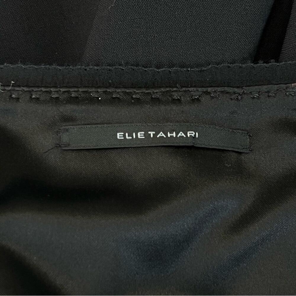 Elie Tahari Black Wool Blend A-Line Dress Size 0 Filigree Belt Sleeveless - Picture 13 of 14